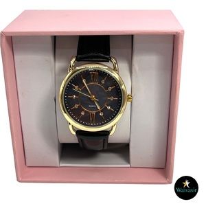 Women's Vivani Gold Case w/ Black Face and Crystal Accent Watch